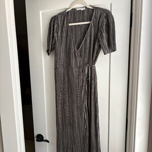 Silver Ankle-Length Wrap Dress